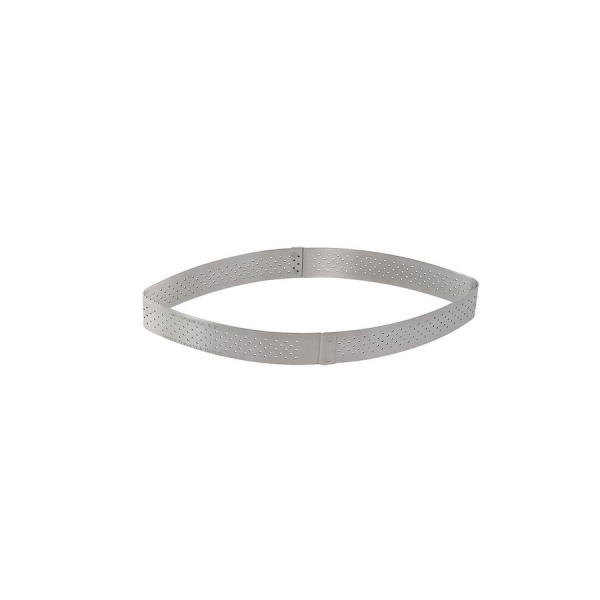 Cercle à tarte calisson Valrhona inox perforé De Buyer