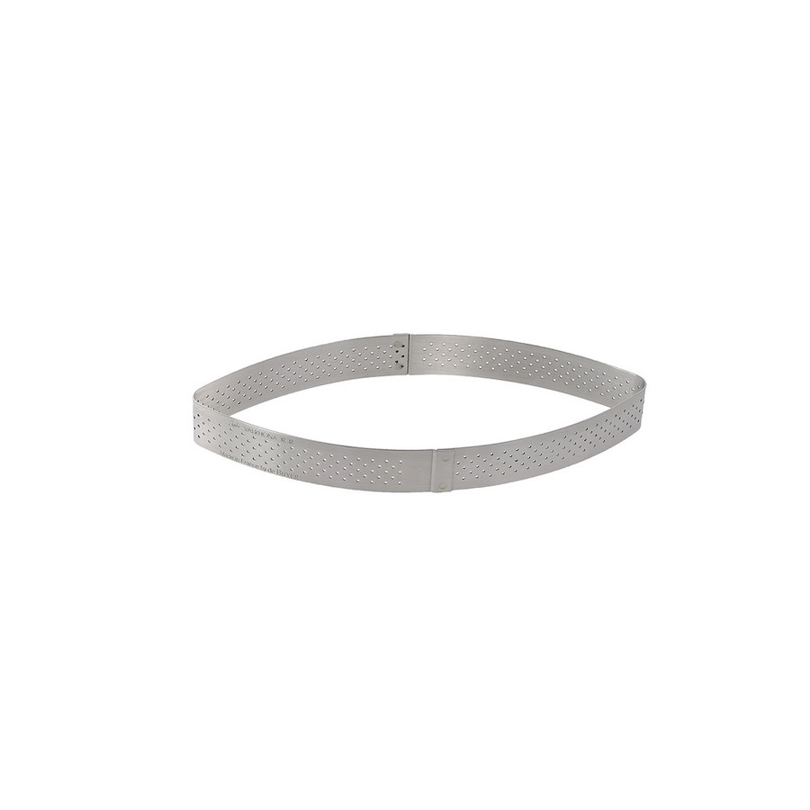 Cercle à tarte rond VALRHONA, inox perforé Ht 2 cm, acier inox