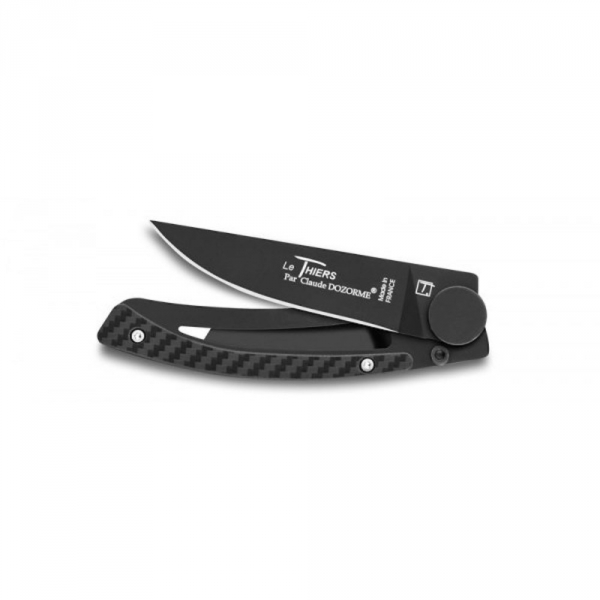 Couteau de poche Liner Lock Le Thiers Manche Carbone Lame Noire Claude Dozorme