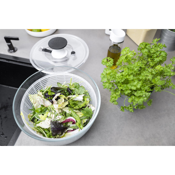 Essoreuse à salade en verre OXO 26 cm avec poussoir ergonomique - Tom Press