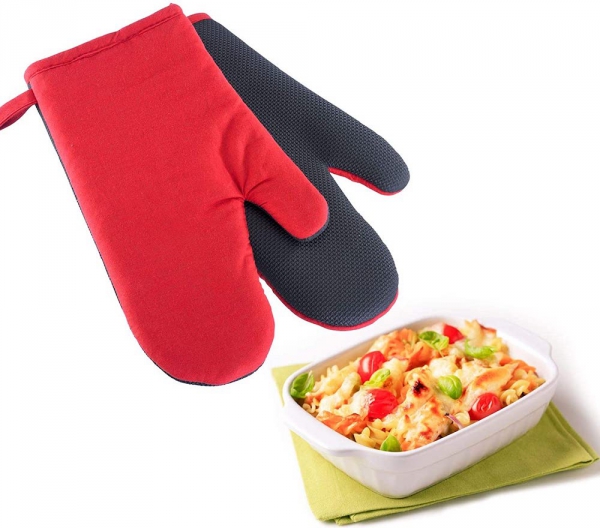 Gants de four, gants de cuisine, gants épaissis résistants à la chaleur,  gants de cuisson [1 paire], gants de four coton pour cuisson de cuisine  Grilling, [vert]