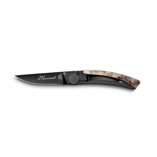 Couteau de poche Manche Corne de Bélier lame noire Liner Lock Le Thiers Claude Dozorme