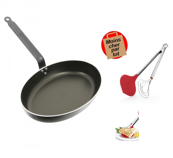 Lot Poêle à poisson anti-adhésive Choc induction + Pince à poisson