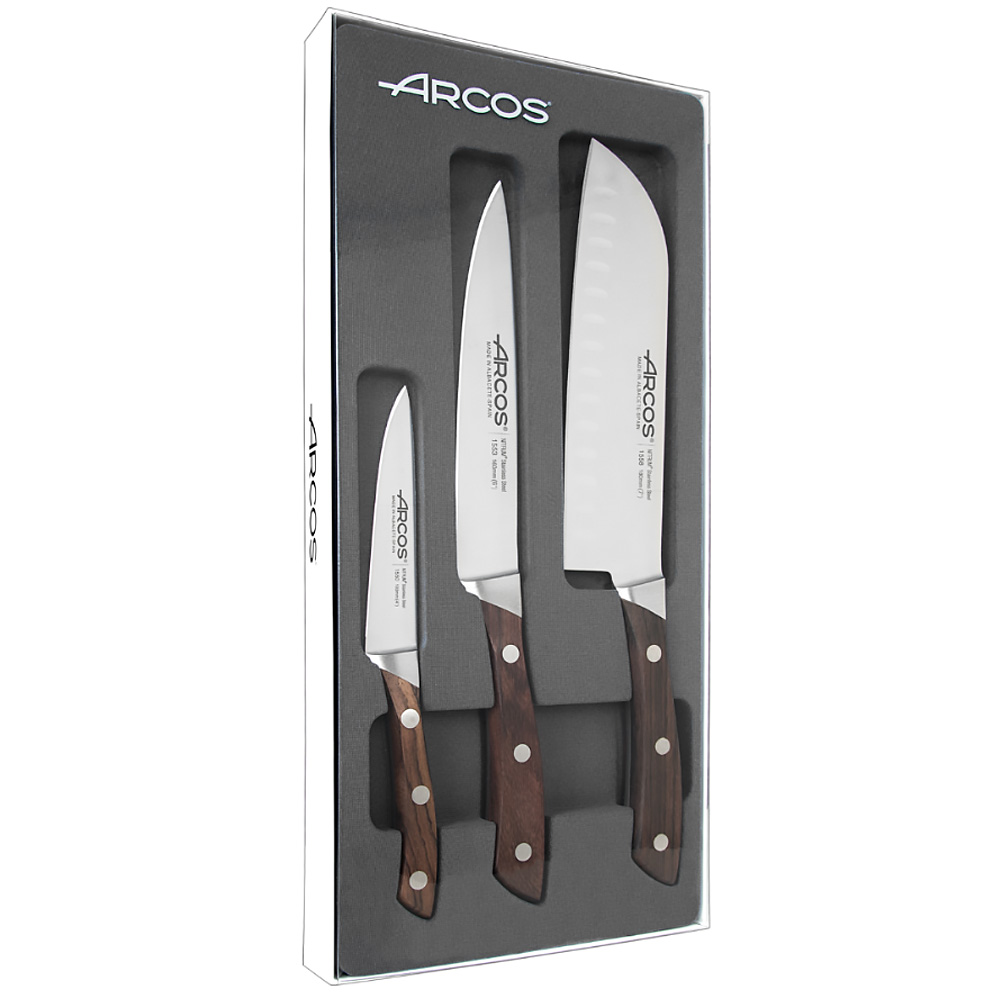 Coffret 3 Couteaux Office/cuisine/Santoku Natura Arcos