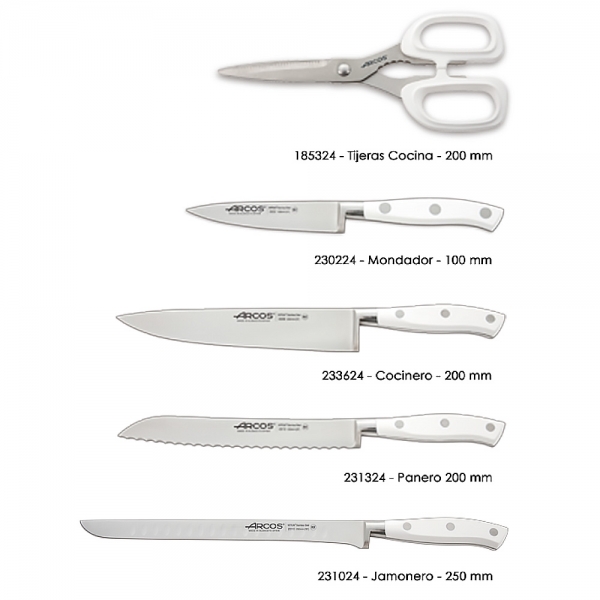 Bloc Couteaux 4 pcs + ciseaux Riviera Blanc Arcos