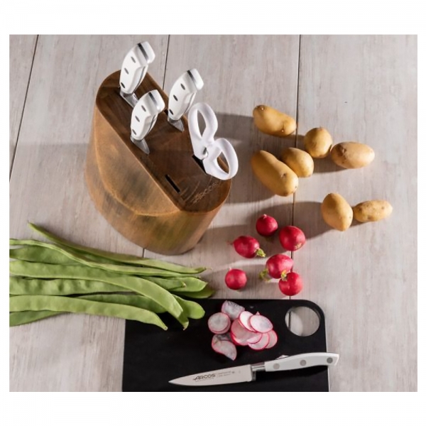 Bloc Couteaux 4 pcs + ciseaux Riviera Blanc Arcos
