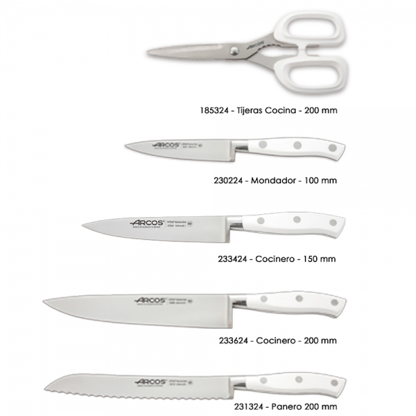 Set de Cuisine 4 pcs + ciseaux Riviera Blanc Arcos