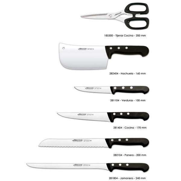 Bloc Couteaux 5 pcs + ciseaux Universal Arcos