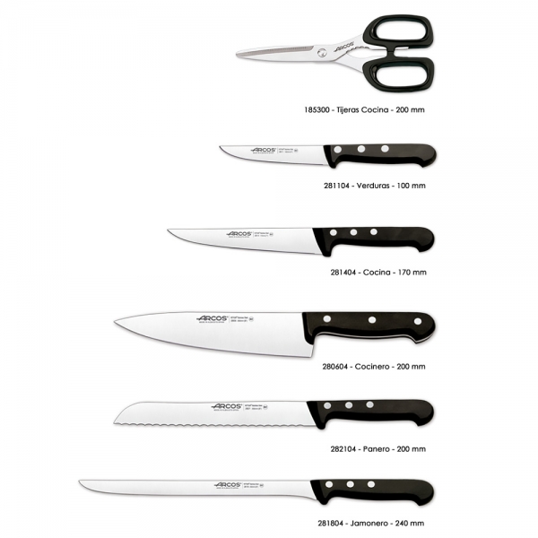 Bloc Couteaux 5 pcs + ciseaux Universal Arcos