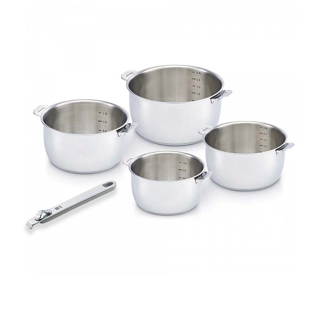 LOT DE 4 CASSEROLES EMAIL BLANC - SFPL Société de Fournitures Pour Locatifs