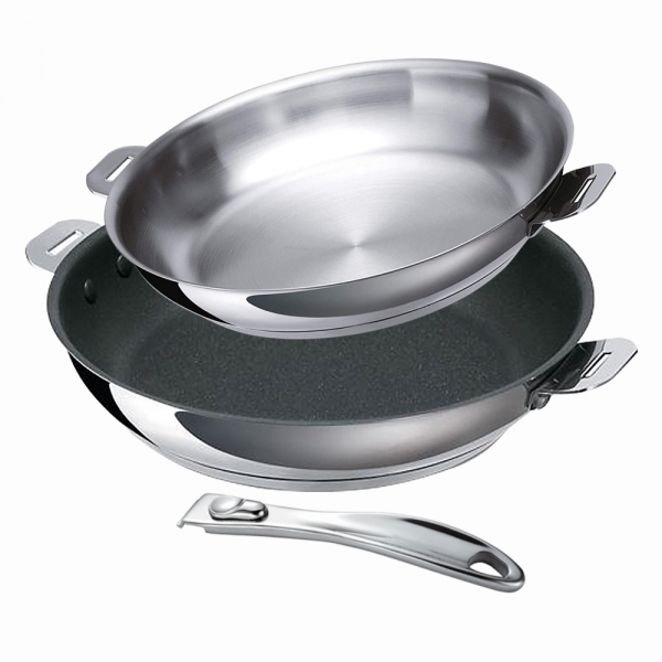 Lot Poêle inox 24 cm + Poêle 28 cm anti-adhésive Beka Evolution