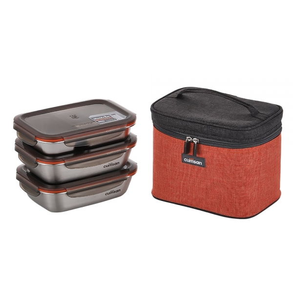 Set 3 boites repas inox + sac de transport Cuitisan