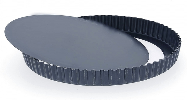 Tourtière Haute Cannelée Tôle Bleue Fond Démontable De Buyer