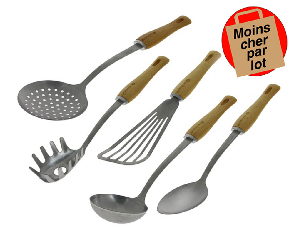 1/2 Pièces, Ustensiles De Cuisine Avec Manche En Bois, Spatule Wok En Acier  Inoxydable, Cuillère