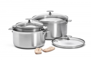 140x92 - Set 3 casseroles Alchimy Loqy De Buyer + 3 couvercles + 2 anses
