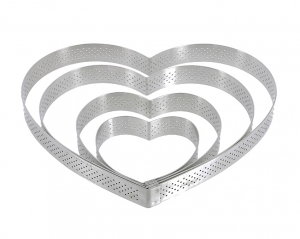 140x111 - Cercle à Tarte Perforé Forme Coeur Inox De Buyer