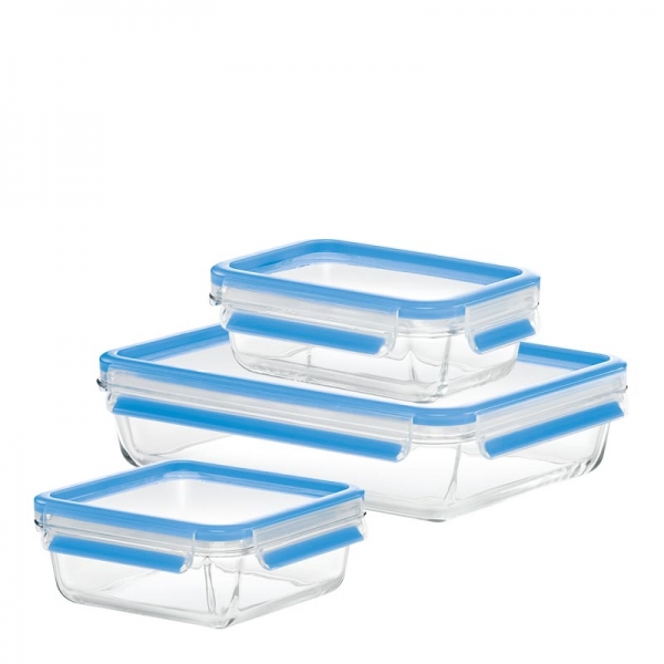 Set 3 boîtes alimentaires verre Clip & Close Emsa