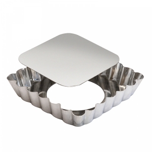 140x140 - Moule tartelette carrée fer blanc fond amovible Gobel