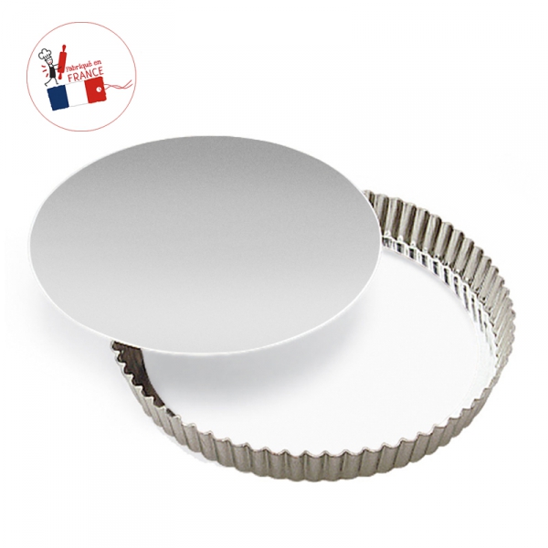 Moule à tarte cannelé bord haut fer blanc Gobel (fond amovible)
