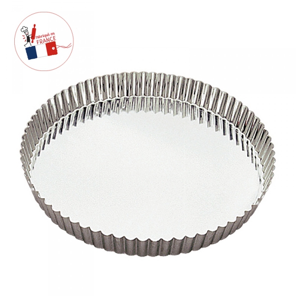 Moule à tarte cannelé bord haut fer blanc Gobel
