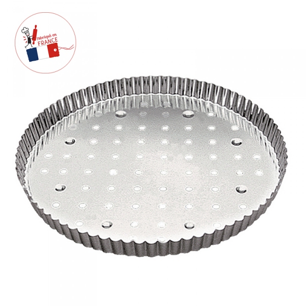 Moule à tarte cannelé fer blanc Gobel (fond perforé)