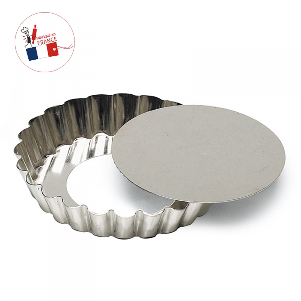 Moule tartelette ronde cannelée fer blanc Gobel (fond amovible)