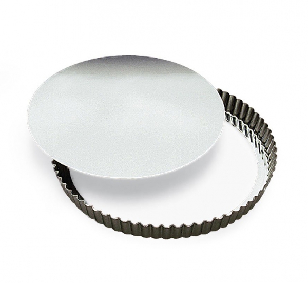 Tourtière Ronde Cannelée Fer Blanc Bord Droit Fond Amovible Gobel
