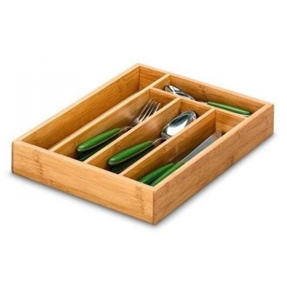 Ménagère en Inox 24 Pièces avec Range-couverts en bois collection