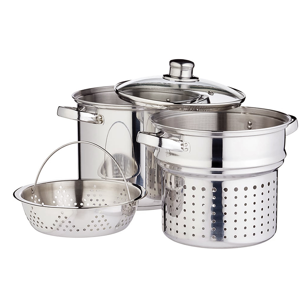 Cuiseur Multifonctions Vapeur Pâtes Marmite Inox avec Couvercle verre  Kitchen Craft D20 4L