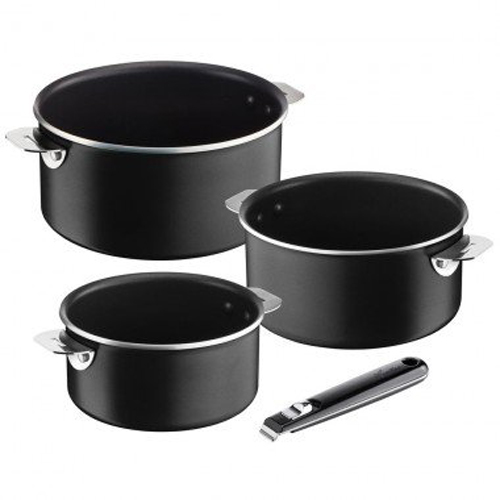 Lot 3 casseroles anti-adhésives Salvaspazio Tempra +1 poignée