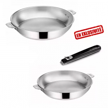 Lot 2 poêles inox 24 et 28 cm Salvaspazio + Lagostina