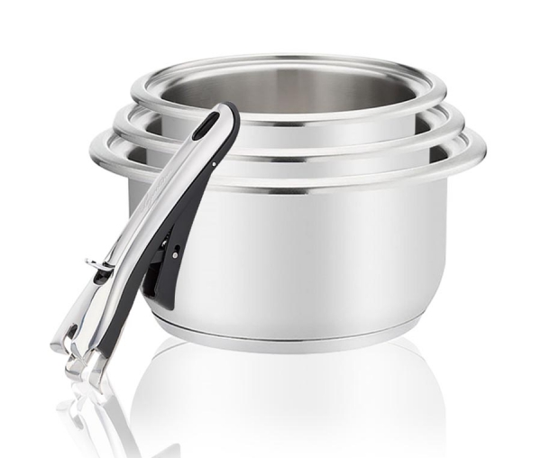 Lot de 3 Casseroles Maestria + 1 Manche Amovible Lagostina