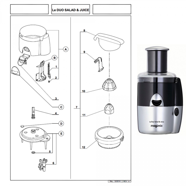 Pièces détachées Magimix Duo Salad & Juice