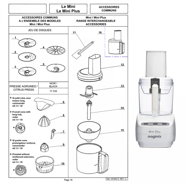 Pièces détachées MAGIMIX MINI PLUS