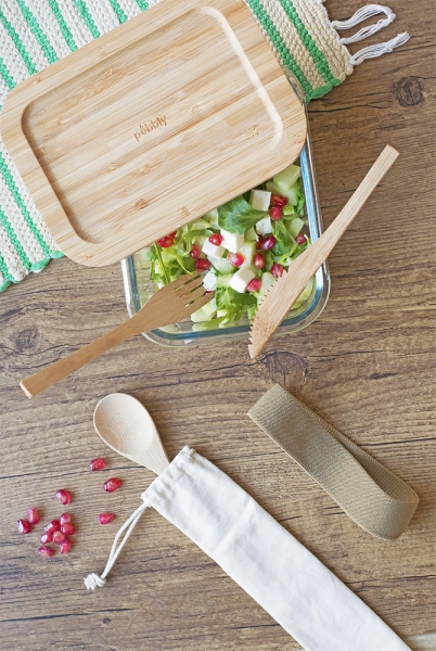 Lunch Box Nomade Bambou & Verre Pebbly