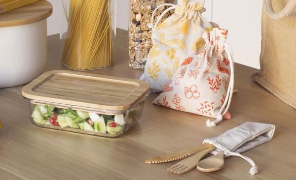 Lunch Box Nomade Bambou & Verre Pebbly