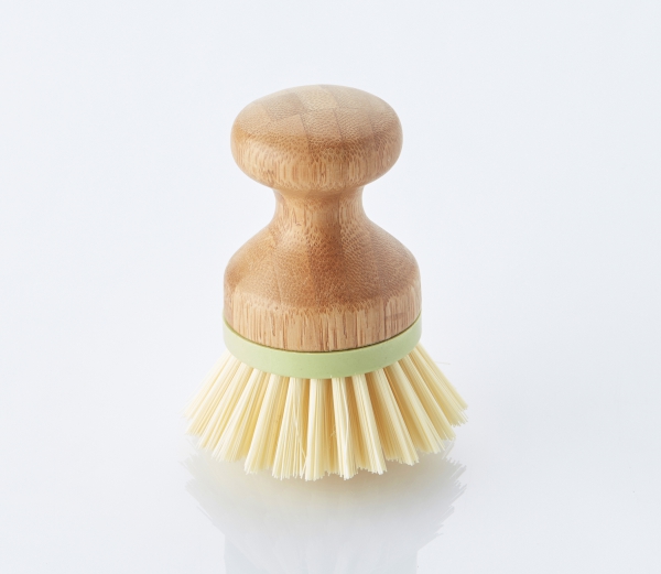 Brosse Vaisselle en Bambou en Bois Naturel, Brosse à Pot de Poils Longue  Manche avec 1 Têtes de Rechange, Laveur de Vaisselle pour La Cuisine