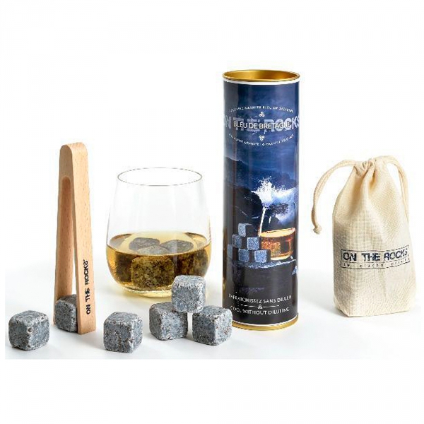 Set 6 Glaçons Granit bleu + Pince en bois On The Rocks