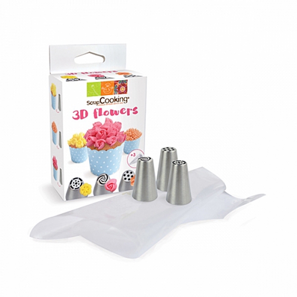 Kit 3 Douilles Fleurs Inox Scrapcooking