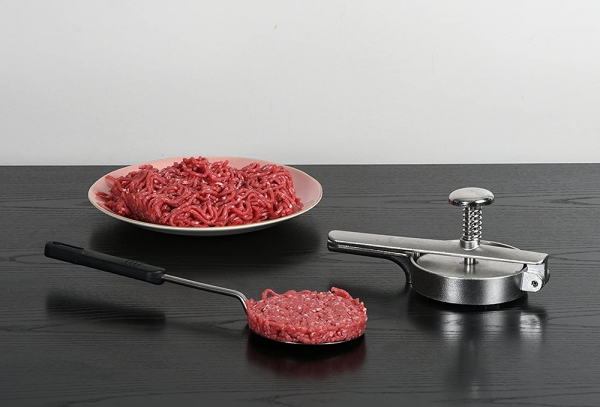 Presse à Hamburger Ronde 5,5 Pouces En Acier Inoxydable + Spatule 29,5 Cm - Pour Steaks Hachés Maison